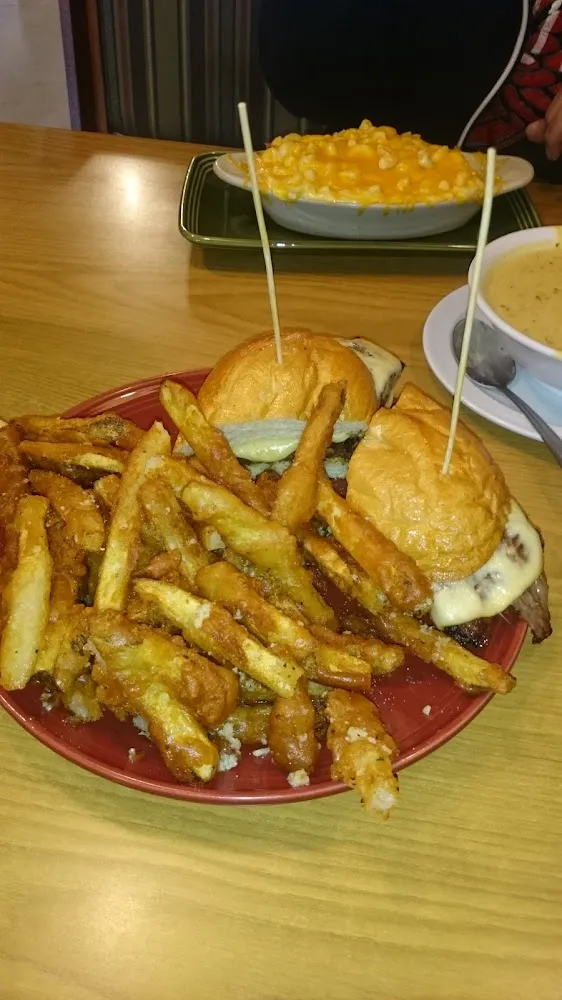 Brisket Dip and Beer Battered Garlic Frys